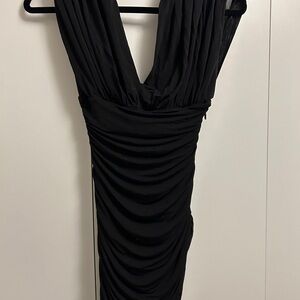 Elegant Black Ruched Dress